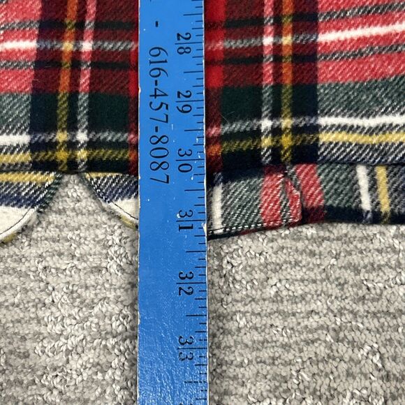 Express Blazer Jacket Womens Large Wool Blend Red Ivory Tartan Plaid Vintage 90s - Picture 6 of 6